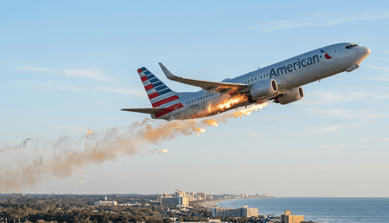 American Airlines Flight Returns Safely After Bird Strike Flames Engine