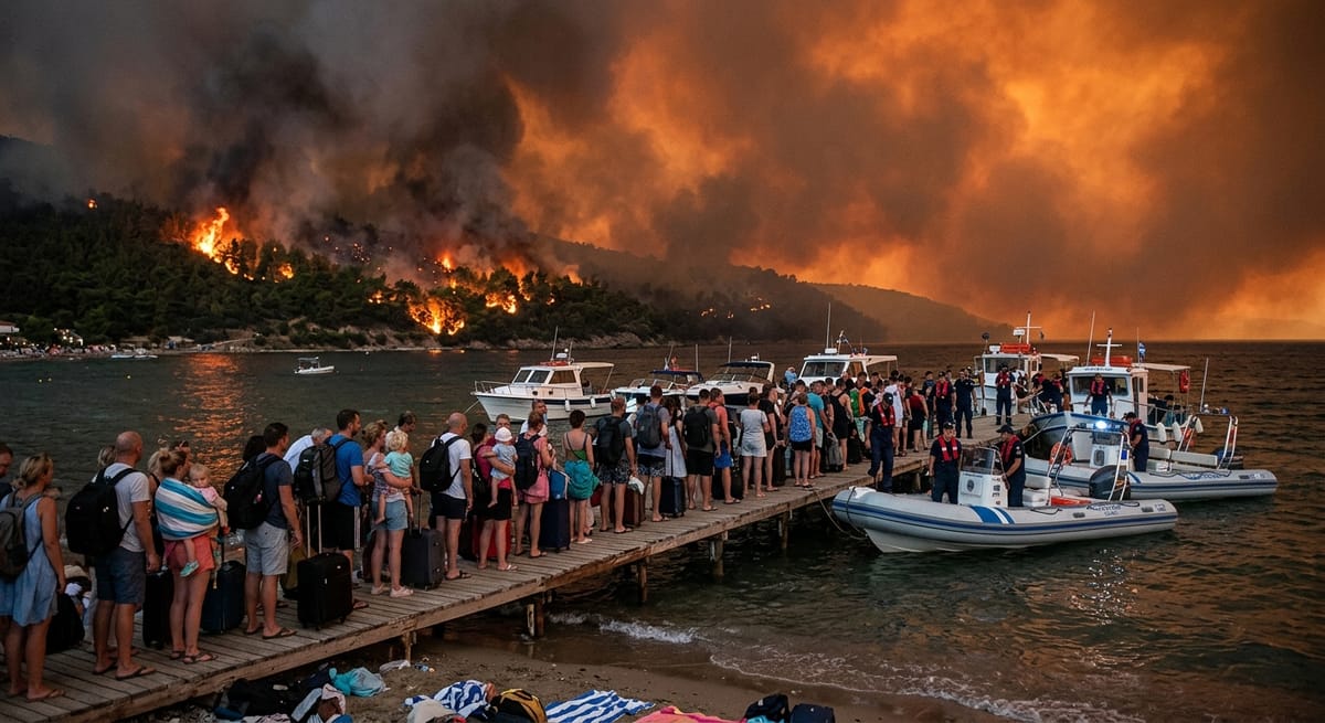 Tourists Flee Seaside Resorts as Raging Wildfires Sweep Across Greece and Germany