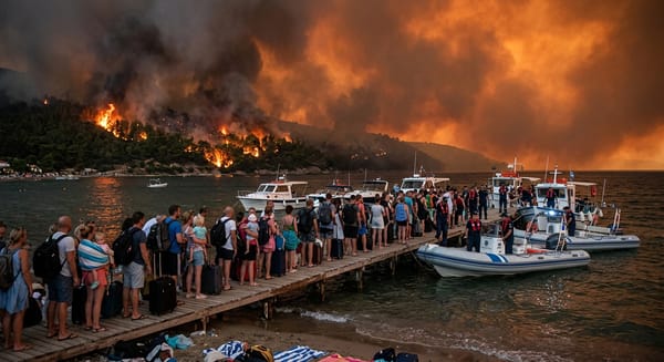 Tourists Flee Seaside Resorts as Raging Wildfires Sweep Across Greece and Germany